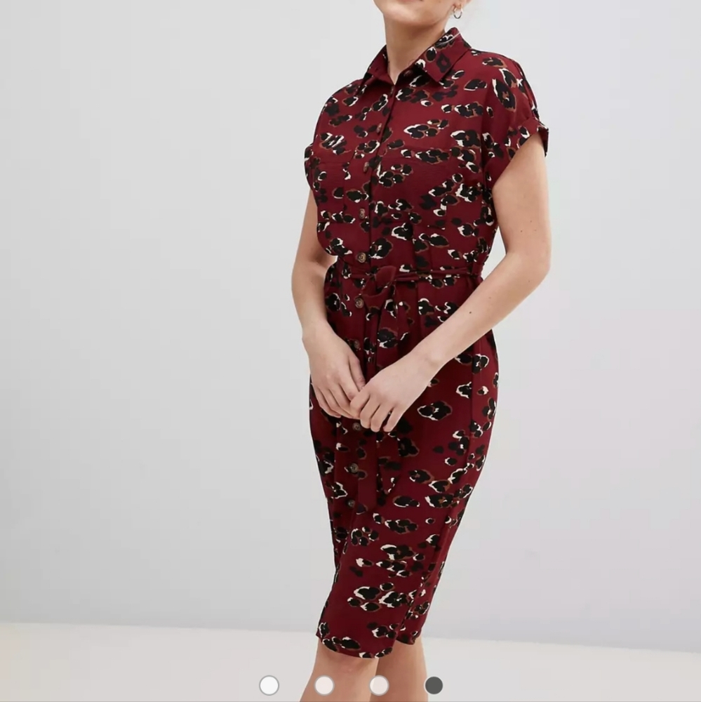 SOLD 🚫 ASOS - New Look Petite Shirt Dress Camo Leopard Print, Size 4